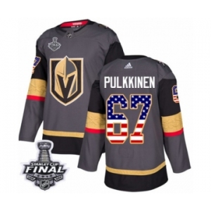 Youth Adidas Vegas Golden Knights #67 Teemu Pulkkinen Authentic Gray USA Flag Fashion 2018 Stanley Cup Final NHL Jersey