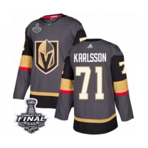 Youth Adidas Vegas Golden Knights #71 William Karlsson Authentic Gray Home 2018 Stanley Cup Final NHL Jersey