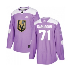 Youth Adidas Vegas Golden Knights #71 William Karlsson Authentic Purple Fights Cancer Practice NHL Jersey