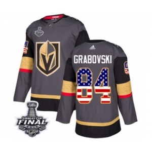Youth Adidas Vegas Golden Knights #84 Mikhail Grabovski Authentic Gray USA Flag Fashion 2018 Stanley Cup Final NHL Jersey