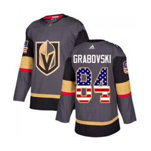 Youth Adidas Vegas Golden Knights #84 Mikhail Grabovski Authentic Gray USA Flag Fashion NHL Jersey