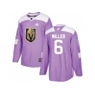 Youth Adidas Vegas Golden Knightss #6 Colin Miller Purple Authentic Fights Cancer Stitched NHL Jersey