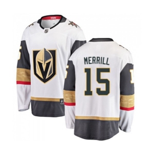 Youth Vegas Golden Knights #15 Jon Merrill Authentic White Away Fanatics Branded Breakaway NHL Jersey