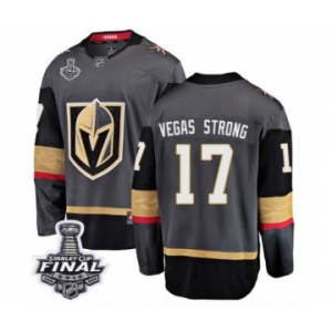 Youth Vegas Golden Knights #17 Vegas Strong Authentic Black Home Fanatics Branded Breakaway 2018 Stanley Cup Final NHL Jersey