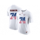 2016 US Flag Fashion Alabama Crimson Tide Cam Robinson #74 College Football Limited Jersey - White