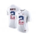 2016 US Flag Fashion Alabama Crimson Tide Jalen Hurts #2 College Football Limited Jerseys - White