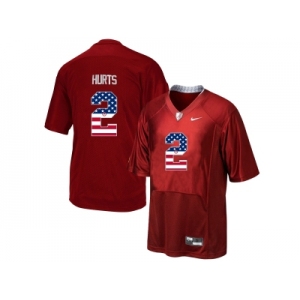2016 US Flag Fashion Men's Alabama Crimson Tide Jalen Hurts #2 College Football Pro Combat Jersey - Crimson