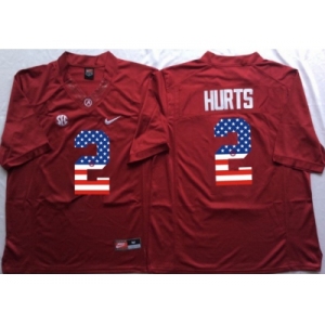 Alabama Crimson Tide #2 Jalen Hurts Red USA Flag College Jersey