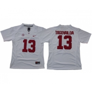 Crimson Tide #13 Tua Tagovailoa White Limited Stitched NCAA Jersey
