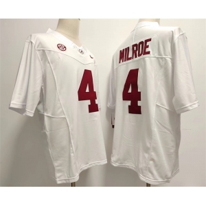 Men's Alabama Crimson Tide #4 Jalen Milroe White 2023 F.U.S.E. Stitched Football Jersey
