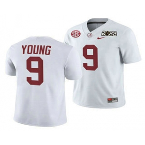 Men's Alabama Crimson Tide #9 Bryce Young 2022 Patch White College Football Stitched Jersey