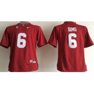 Alabama Crimson Tide #6 Blake Sims 2014 Red Limited Kids Jersey