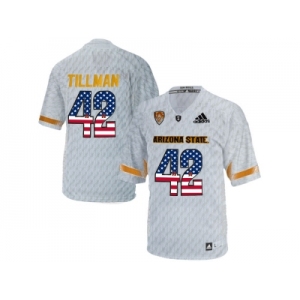 2016 US Flag Fashion Men's Arizona State Sun Devils Pat Tillman #42 Desert Ice College Football Jersey - White