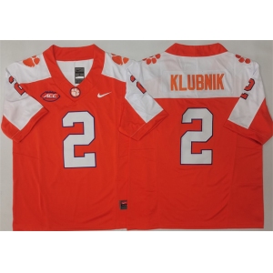 Men's Clemson Tigers #2 Cade Klubnik Orange White F.U.S.E. Stitched Football Jersey