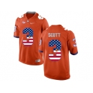 2016 US Flag Fashion Clemson Tigers Artavis Scott #3 College Football Limited Jersey - Orange