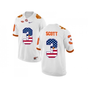 2016 US Flag Fashion Clemson Tigers Artavis Scott #3 College Football Limited Jersey - White