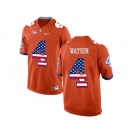 2016 US Flag Fashion Clemson Tigers DeShaun Watson #4 College Football Limited Jersey - Orang