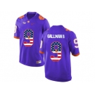 2016 US Flag Fashion Clemson Tigers Wayne Gallman II #9 College Football Limited Jersey - Purple