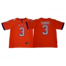 Clemson Tigers #3 Xavier Thomas Orange College Football Jersey