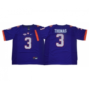 Clemson Tigers #3 Xavier Thomas Purple College Football Jersey