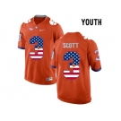 2016 US Flag Fashion Youth Clemson Tigers Artavis Scott #3 College Football Limited Jersey - Orange