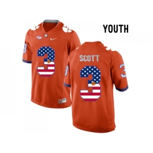 2016 US Flag Fashion Youth Clemson Tigers Artavis Scott #3 College Football Limited Jersey - Orange