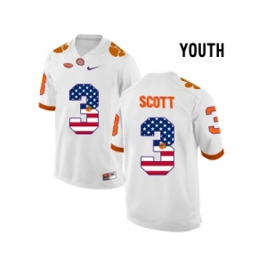 2016 US Flag Fashion Youth Clemson Tigers Artavis Scott #3 College Football Limited Jersey - White