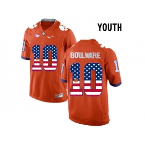 2016 US Flag Fashion Youth Clemson Tigers Ben Boulware #10 College Football Limited Jersey - Orange