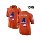 2016 US Flag Fashion Youth Clemson Tigers DeShaun Watson #4 College Football Limited Jersey - Orange