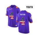 2016 US Flag Fashion Youth Clemson Tigers DeShaun Watson #4 College Football Limited Jersey - Purple