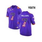 2016 US Flag Fashion Youth Clemson Tigers Mike Williams #7 College Football Limited Jersey - Purple