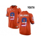 2016 US Flag Fashion Youth Clemson Tigers Wayne Gallman II #9 College Football Limited Jersey - Orange