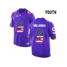 2016 US Flag Fashion Youth Clemson Tigers Wayne Gallman II #9 College Football Limited Jersey - Purple