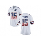 2016 US Flag Fashion Florida Gators Tim Tebow #15 College Football Jersey - White