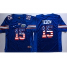 Florida Gators #15 Tim Tebow Blue USA Flag College Jersey