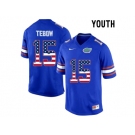 2016 US Flag Fashion Youth Florida Gators Tim Tebow #15 College Football Jersey - Blue