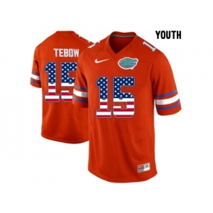 2016 US Flag Fashion Youth Florida Gators Tim Tebow #15 College Football Jersey - Orange