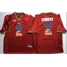 Florida State Seminoles #2 Deion Sanders Red USA Flag College Jersey