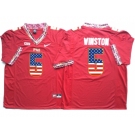 Florida State Seminoles #5 Jameis Winston Red USA Flag College Jersey