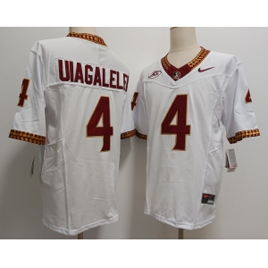 Men's Florida State Seminoles #4 DJ Uiagalelei White FUSE College Stitched Jersey