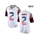 2016 US Flag Fashion-2016 Youth Florida State Seminoles Deion Sanders #2 College Football Limited Jersey - White