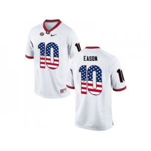 2016 US Flag Fashion-Men's Georgia Bulldogs Jacob Eason #10 College Football Limited Jerseys - White