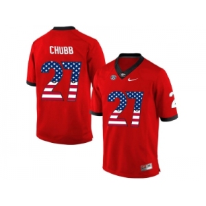 2016 US Flag Fashion-Men's Georgia Bulldogs Nick Chubb #27 College Football Limited Jerseys - Red