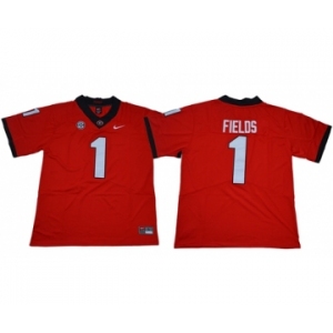 Bulldogs #1 Justin Fields Red Limited Stitched NCAA Jersey