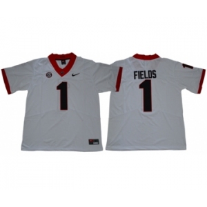 Bulldogs #1 Justin Fields White Limited Stitched NCAA Jersey