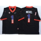 Georgia Bulldogs #1 Sony Michel Black USA Flag College Jersey