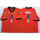 Georgia Bulldogs #1 Sony Michel Red USA Flag College Jersey