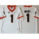 Georgia Bulldogs #1 Sony Michel White College Football Jersey