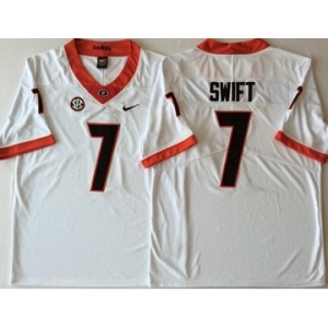 Georgia Bulldogs #7 D'Andre Swift White College Football Jersey