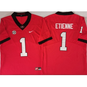 Men's Georgia Bulldogs #1 Trevor Etienne Red Stitched Jersey